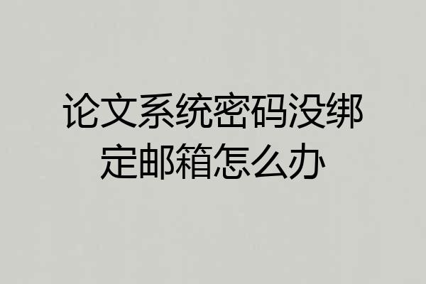 论文系统密码没绑定邮箱怎么办