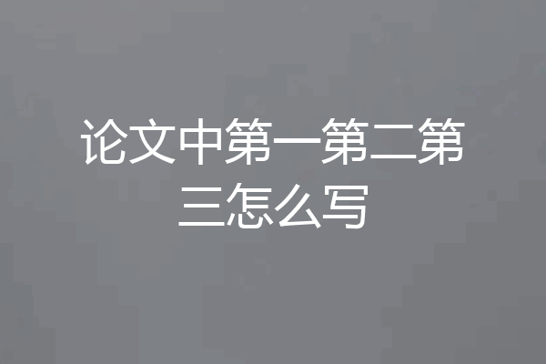 论文中第一第二第三怎么写