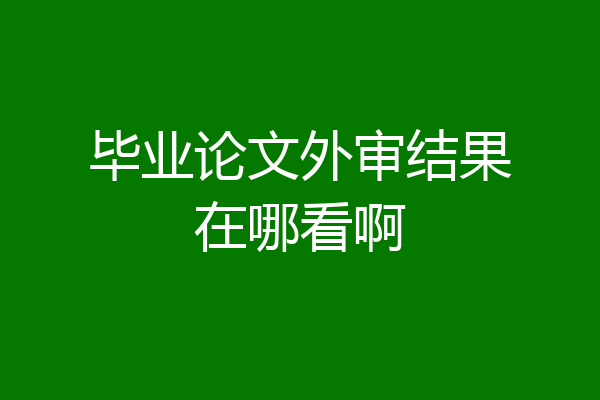 毕业论文外审结果在哪看啊