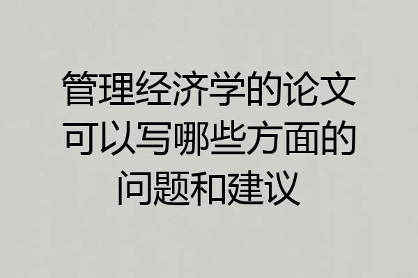 管理经济学的论文可以写哪些方面的问题和建议