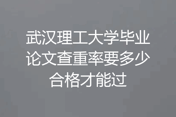 武汉理工大学毕业论文查重率要多少合格才能过