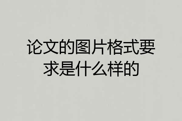 论文的图片格式要求是什么样的