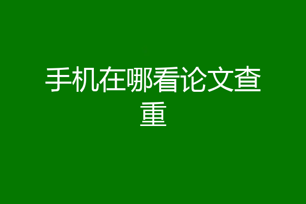 手机在哪看论文查重