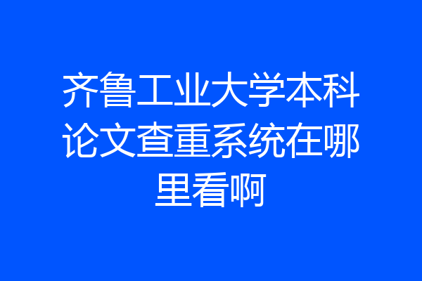 齐鲁工业大学本科论文查重系统在哪里看啊
