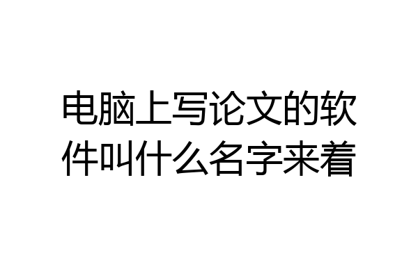 电脑上写论文的软件叫什么名字来着
