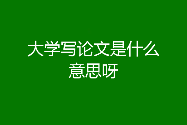大学写论文是什么意思呀