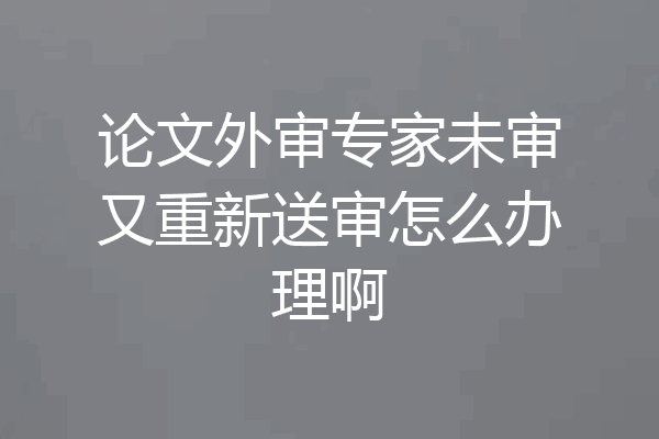 论文外审专家未审又重新送审怎么办理啊