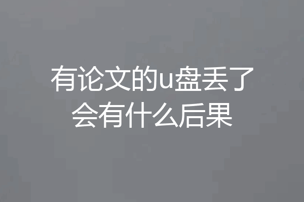 有论文的u盘丢了会有什么后果