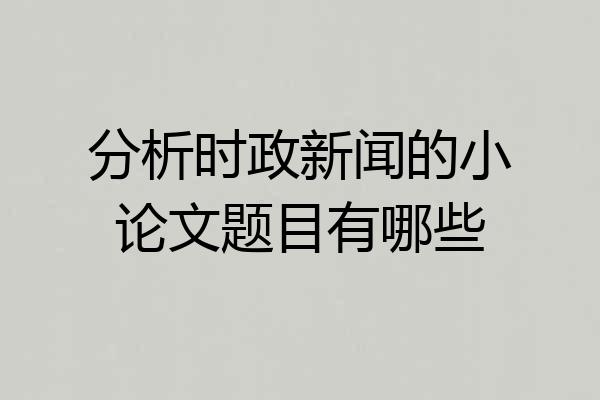 分析时政新闻的小论文题目有哪些