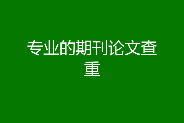 专业的期刊论文查重