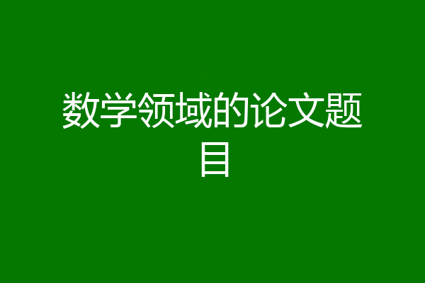 数学领域的论文题目