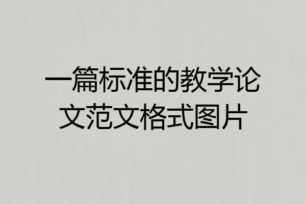 一篇标准的教学论文范文格式图片