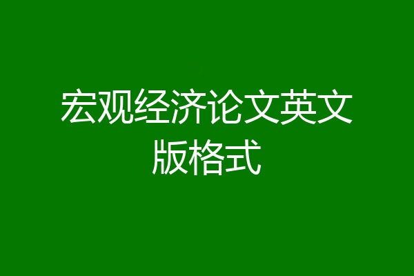 宏观经济论文英文版格式