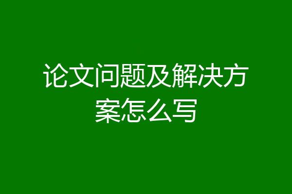 论文问题及解决方案怎么写