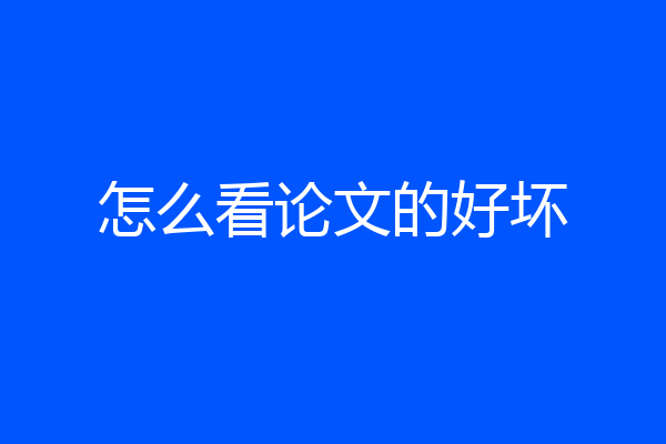 怎么看论文的好坏