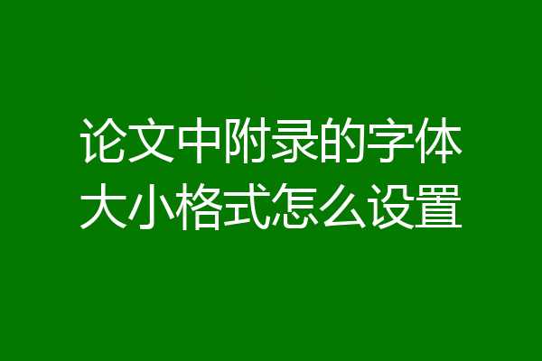 论文中附录的字体大小格式怎么设置