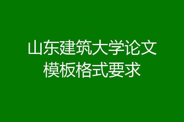 山东建筑大学论文模板格式要求