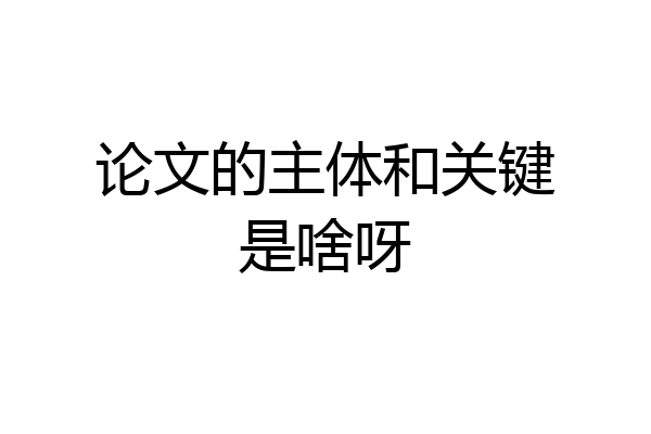 论文的主体和关键是啥呀