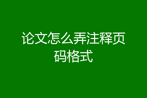 论文怎么弄注释页码格式