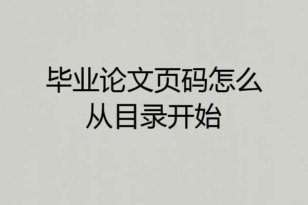 毕业论文页码怎么从目录开始