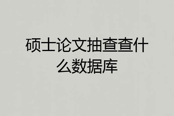 硕士论文抽查查什么数据库