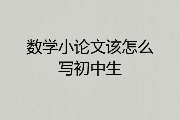 数学小论文该怎么写初中生