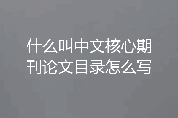 什么叫中文核心期刊论文目录怎么写