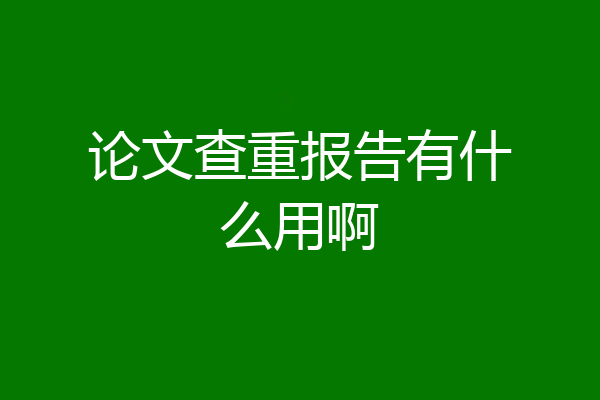 论文查重报告有什么用啊