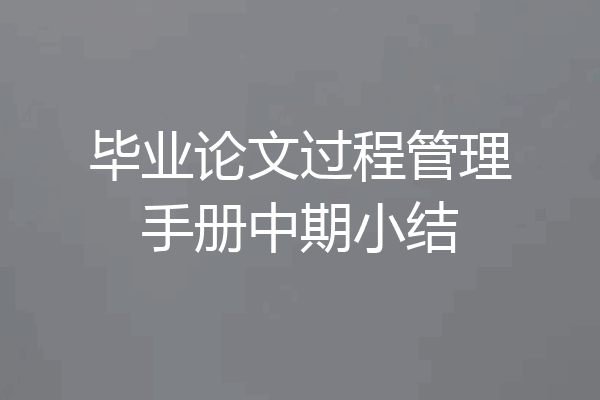 毕业论文过程管理手册中期小结