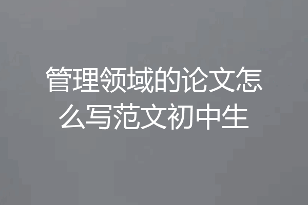 管理领域的论文怎么写范文初中生