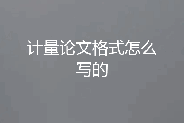 计量论文格式怎么写的