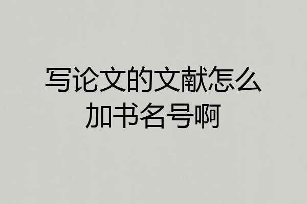 写论文的文献怎么加书名号啊