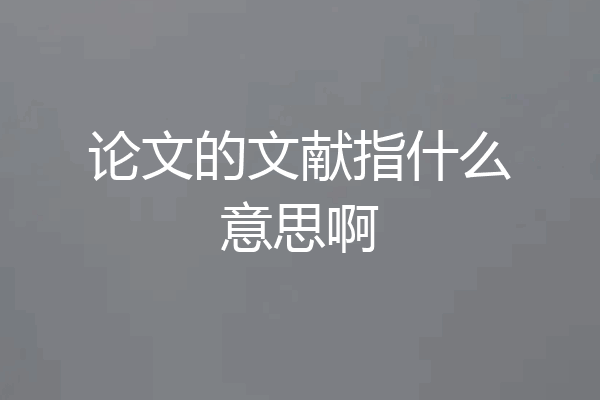 论文的文献指什么意思啊