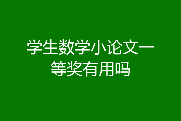 学生数学小论文一等奖有用吗