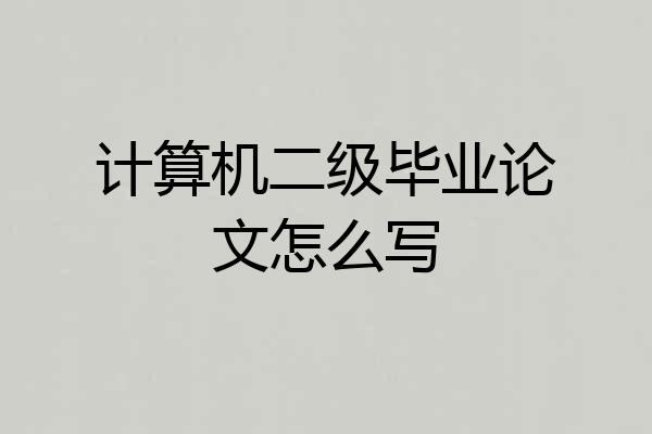 计算机二级毕业论文怎么写