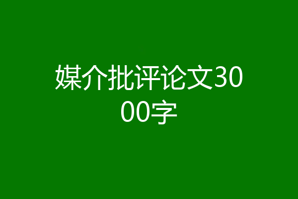 媒介批评论文3000字