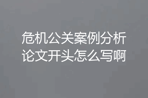 危机公关案例分析论文开头怎么写啊