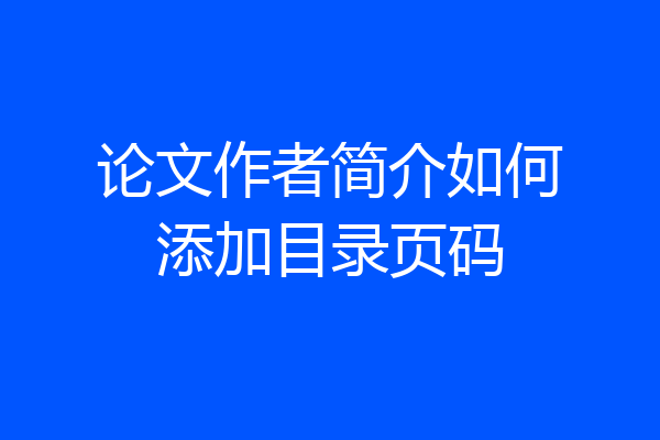 论文作者简介如何添加目录页码