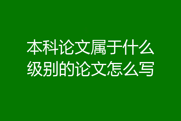 本科论文属于什么级别的论文怎么写