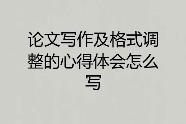 论文写作及格式调整的心得体会怎么写
