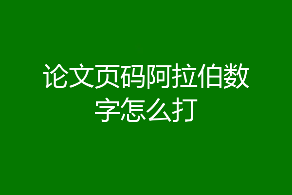 论文页码阿拉伯数字怎么打