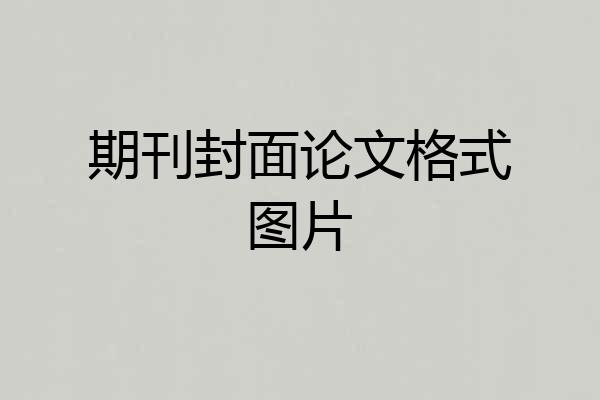 期刊封面论文格式图片