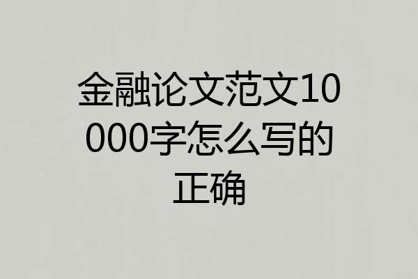 金融论文范文10000字怎么写的正确