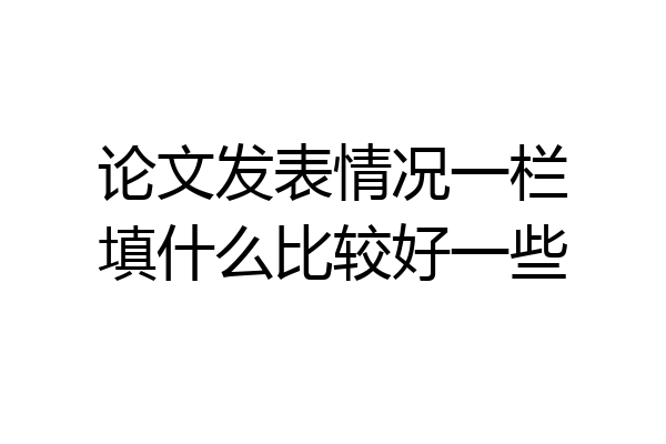 论文发表情况一栏填什么比较好一些
