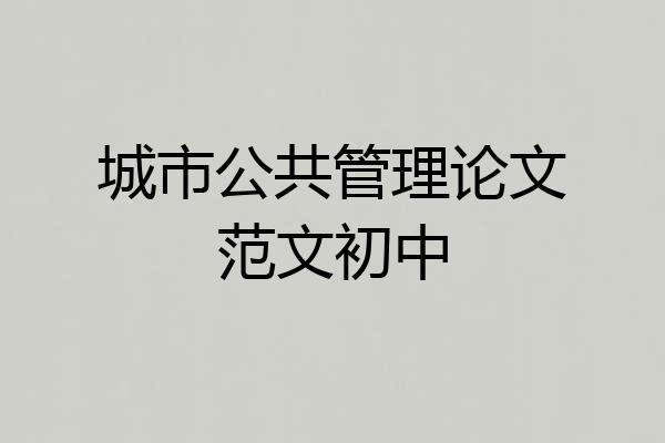 城市公共管理论文范文初中