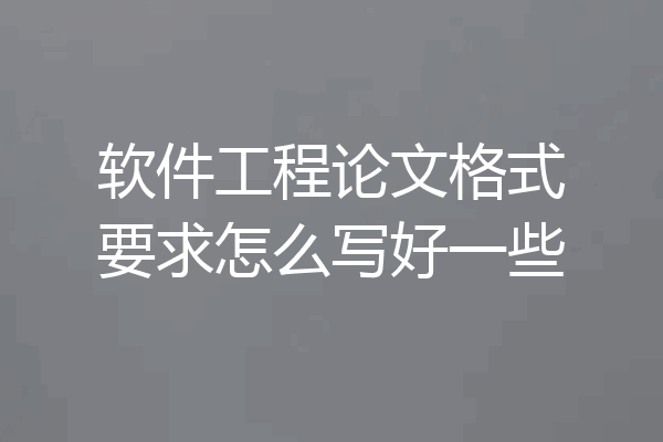 软件工程论文格式要求怎么写好一些