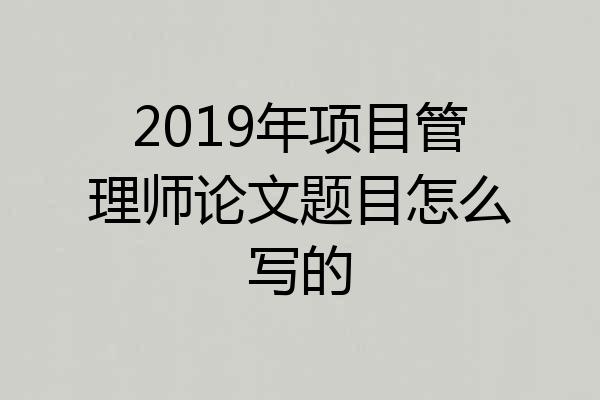 2019年项目管理师论文题目怎么写的