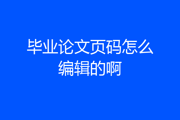 毕业论文页码怎么编辑的啊