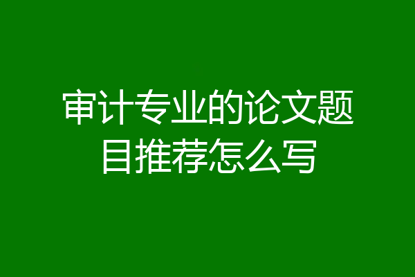审计专业的论文题目推荐怎么写