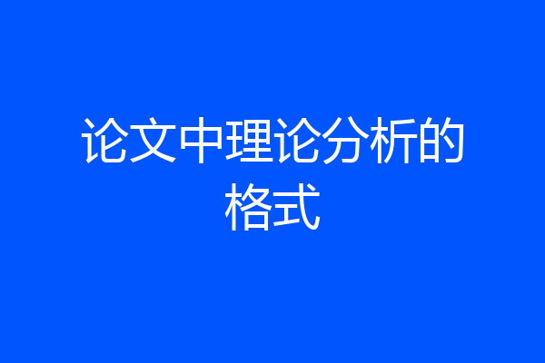 论文中理论分析的格式